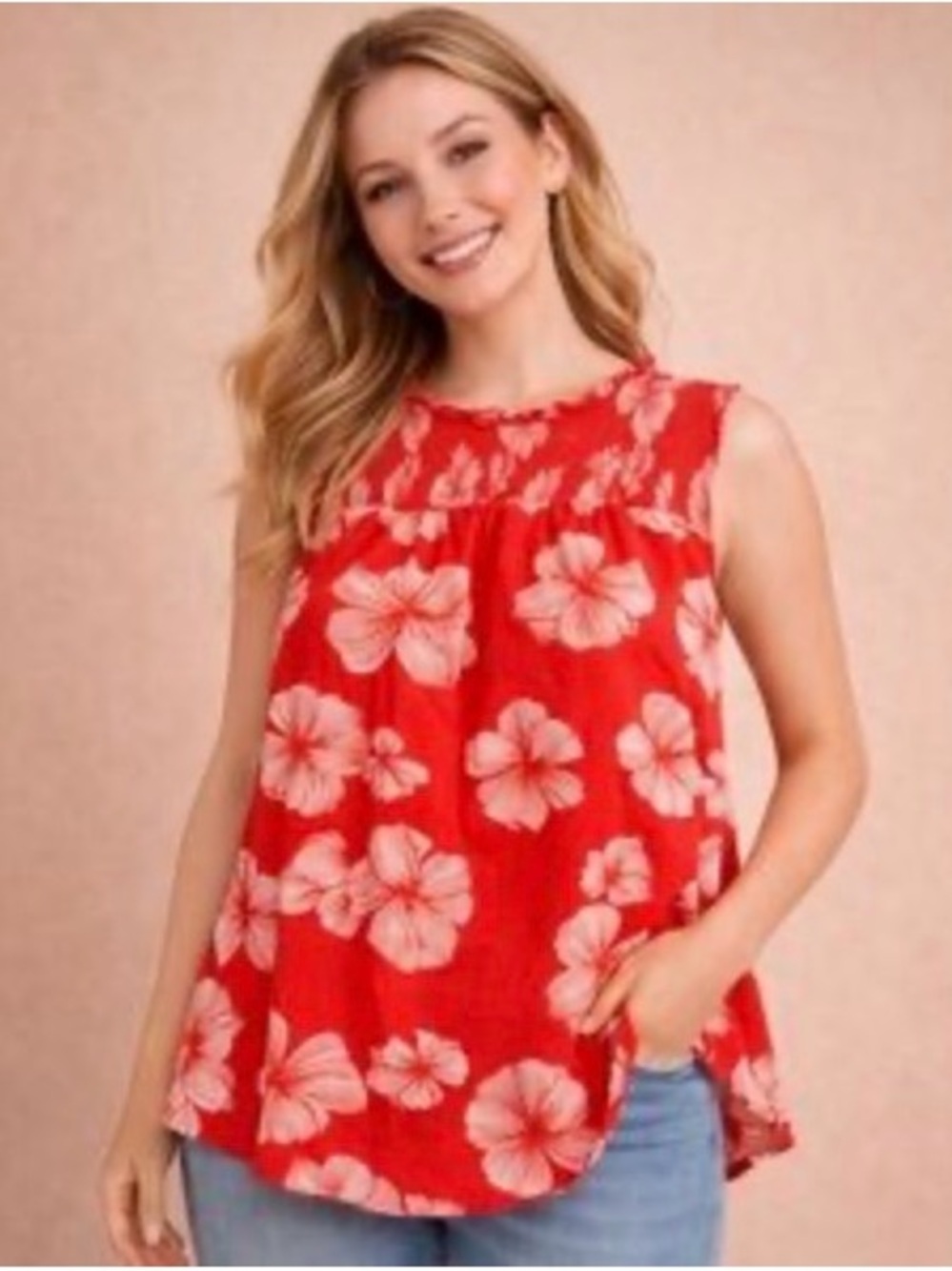 Ava & Viv Tropical Floral Tank Top Blouse, 1x